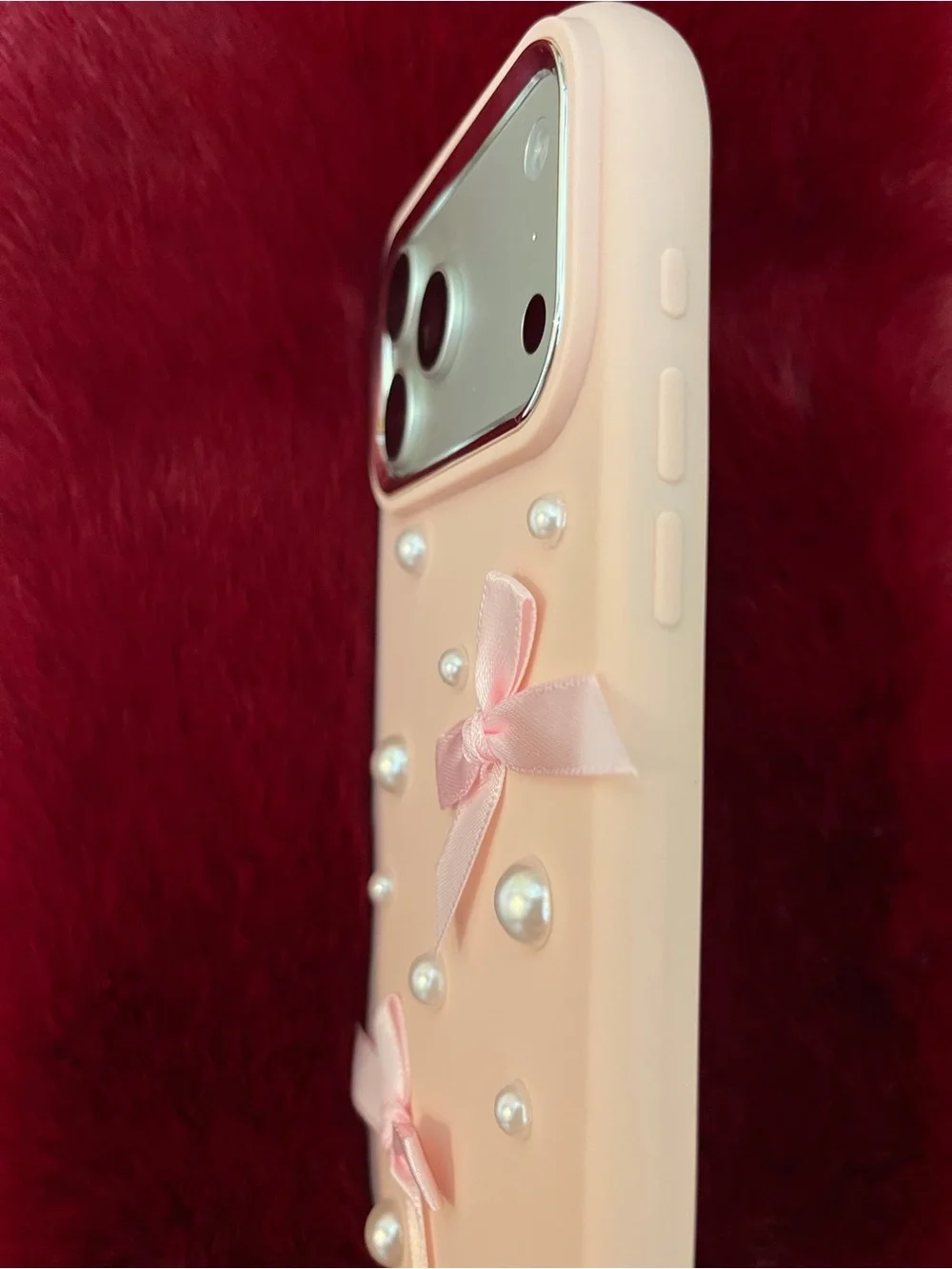BOW PEARL 17 Pro Max iphone pink phone case Barbie Coquetta Girl women’s teen’s